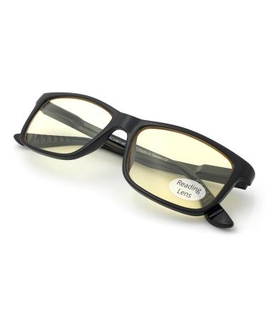 J+S Blue Light Reading Glasses for Women Men | 3 in 1 Readers Block Harmful Blue-Light 100% UVA UVB | 1.0+ to 3.0+ Diopter Haka Reading (Classic Rectangle) Frame - Black 1.5 x