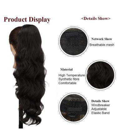 Preference Extensions Black Cord Strain Long Wrapped Ponytail - Natural Art Hair Extensions for Women | 60cm Afro Braid Hair - 1B 92g - Buy Online on GoSupps.com