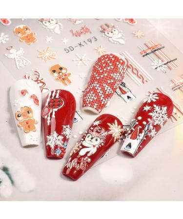 3D Embossed Christmas Nail Art Stickers Decals 4 Sheets 5D Self-Adhesive Red Heart Snowflake Winter Nail Supplies Nail Art Design Decoration Accessories - Buy Online on GoSupps.com