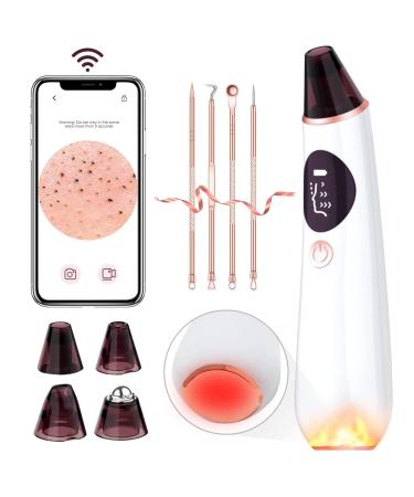 Blackhead-Remover-Pore-Vacuum-with-Camera - Acne Extractor Pore Vacuum Hot Compress WiFi HD Camera with Facial Pore Extractor with 4 Probes and 3 Adjustable Suction USB Rechargeable for All Skin Gold