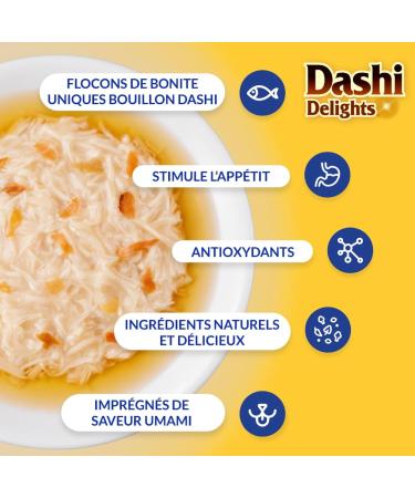 INABA Dashi Delights - Chunks in Chicken Broth & Bonito Flakes - 1 70 g - Topping - High in Protein - Natural Ingredients - Delicious and Healthy - Cat Food - Buy Online on GoSupps.com