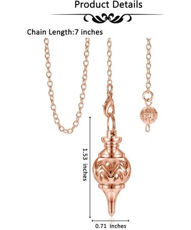 Crystears Rose Gold Copper Filigree Pendulum - Spiritual Jewelry for Divination & Reiki Healing - Buy Online on GoSupps.com