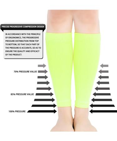 Leg Compression Sleeve - Comfortable Footless Socks for Fitness & Running | Fluorescent Green | Shin Splint Relief - Buy Online on GoSupps.com