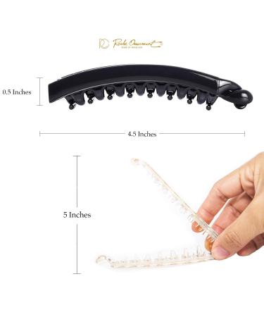 RC Roche Ornament 6 Pcs Womens Super Secure Grip Claw Ponytail Holders - Medium Clear Brown/Black Pack of 6 - Buy Online on GoSupps.com