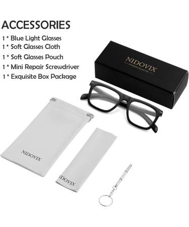 Trendy Square Blue Light Blocking Glasses for Men & Women - NIDOVIX Fashion Frame Non-Prescription Computer Glasses (Black 01 50mm) - International Shipping Available - Buy Online on GoSupps.com