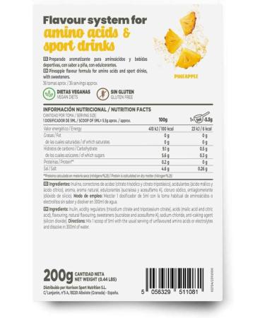  HSN Amino Acids and Sports Drinks HSN | Pineapple Flavor 200g 36 servings per box | For Keto and Vegan diets | Extremely low in calories and sugar | GMO-free gluten-free - Buy Online on GoSupps.com