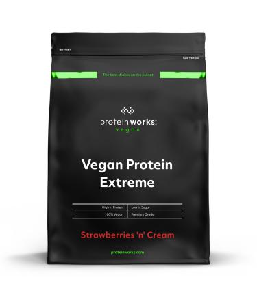 Protein Works - Vegan Protein Extreme | 29g Plant Based Protein | Added Vitamin Blend | 14 Servings | Strawberries 'n' Cream | 500g Strawberries 'n' Cream 500g