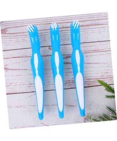Buy Homsfou 3ST Two-Color Prosthesis Brush - Gentle Hygiene Cleaner for Dentures | Dental Floss Cleaning Brush for Kids - 1 Piece (Blue) - Buy Online on GoSupps.com
