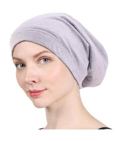 DABERVICH Satin Silk Lined Sleep Cap for Frizzy Hair Women (Gray)