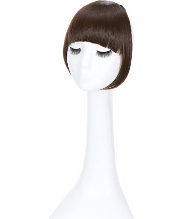 Medium Brown Clip In Bangs Hair Extensions - Thick Straight Neat Front Bangs Fringe for Women - Buy Online on GoSupps.com