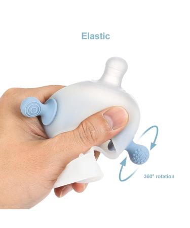 Wrist Hand Teether Monkey Head BPA Free Safe Teething Toy for Toddler Bed - Transparent Blue - Buy Online on GoSupps.com