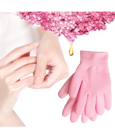 Moisturizing Spa Gloves with Gel Lining | Soft Cotton & Essential Oils for Dry Hands - Pink - Buy Online on GoSupps.com