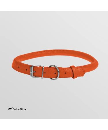 Collardirect Handmade Round Leather Dog Collar - Soft Padded Adjustable for Small to Large Dogs & Cats - Available in Black Pink Red Purple Blue Orange | 30-35 cm - Buy Online on GoSupps.com
