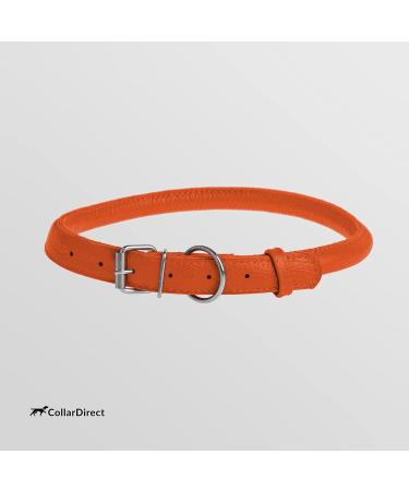 Collardirect Handmade Round Leather Dog Collar | Soft Padded Rolled Design for Small & Large Pets - Available in Black Pink Red Purple Blue Orange (48-53 cm) - Buy Online on GoSupps.com