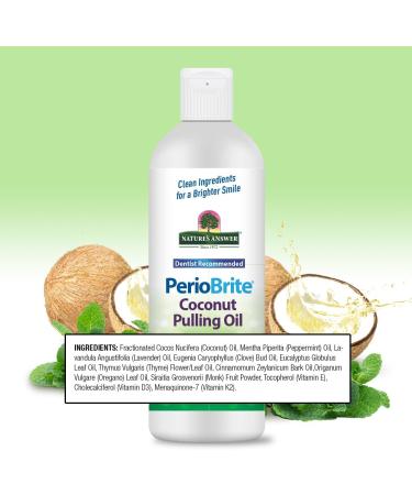PerioBrite Coconut Pulling Oil 8 oz - Natural Mint Flavor Promotes White Teeth & Oral Wellness Gluten Free Non-GMO Alcohol & Fluoride Free Kosher - International Shipping Available - Buy Online on GoSupps.com