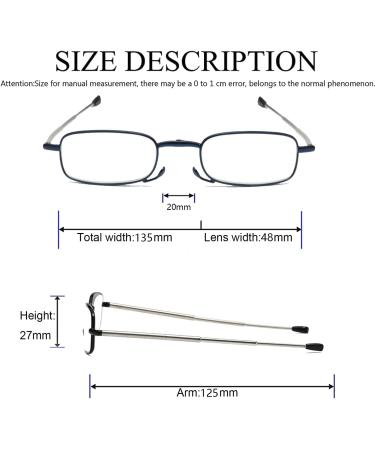 Hubeye Foldable Reading Glasses - Portable Stainless Steel Vision Aid with Hard Shell Case - Black/Gray - 3.0 Diopters for Men & Women - Buy Online on GoSupps.com