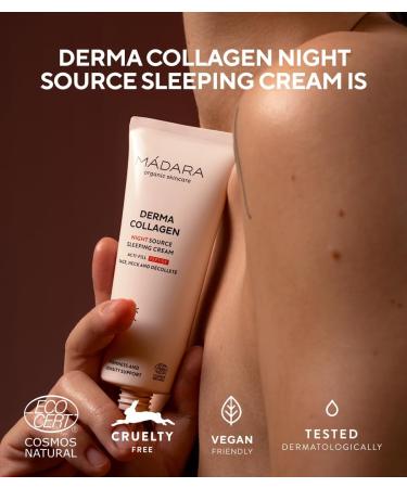 MADARA Organic Skin Care DERMA COLLAGEN Night Source Sleeping Cream Overnight Hydrating & Firming Cream with Peptides Algae & Hyaluronic Acid for Anti-Aging & Skin Renewal 70ml - Buy Online on GoSupps.com