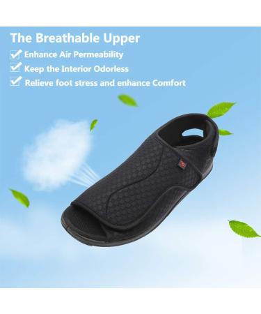 Extra Wide Open Toe Diabetic Sandals for Elderly Women - Black, Size 10 - Buy Online on GoSupps.com