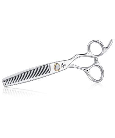 Hairdressing Scissors 6 Inch Hair Thinning Scissors Professional Barber Scissors Trimming Texturizing Scissors for Men Women and Kids Hair Blending Shears with Ball Bearing Tension System HS03-Silver-Thinning