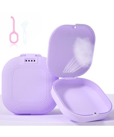 HEMILAB Retainer Case Slim Aligner Case with Vent Holes Compatible with Invisalign Mouth Guard Case Cute Retainer Case with Retainer Removal Tool and Brush Purple Dream Purple