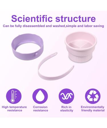 Makeup Brush Cleaner Bowl 6x5x3 Inch Cosmetic Brush Cleaning Mat Silicone 2 in 1 Makeup Brush Washing Bowl Drying Holder Stand Multifunctional Cleaner Basket for Girls Women (Purple) - Buy Online on GoSupps.com