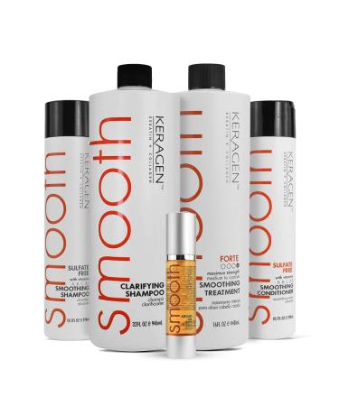 Keragen Brazilian Keratin Hair Treatment - Premium Straightener Cream Sulfate-Free Anti-Frizz Products Perfect Straightening Solution for Dry & Damaged Hair Kit Combo Set