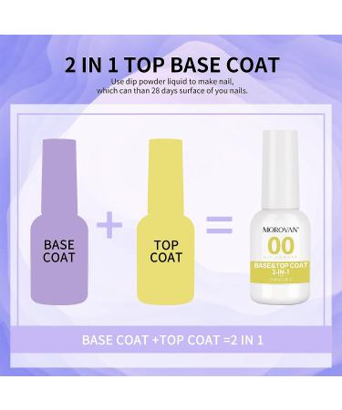 Morovan 2 in 1 Dip Powder Liquid Set - Base & Top Coat with Activator | Dipping Powder Nail Kit Starter | Fast Dry - No Lamp Needed - Buy Online on GoSupps.com
