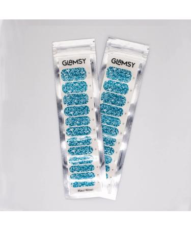 Glamsy Nail Film - Maui Wowi Blue & White Pattern Nail Wraps | 24 Ultra-Thin Self-Adhesive Foils for Long Adherence - Buy Online on GoSupps.com