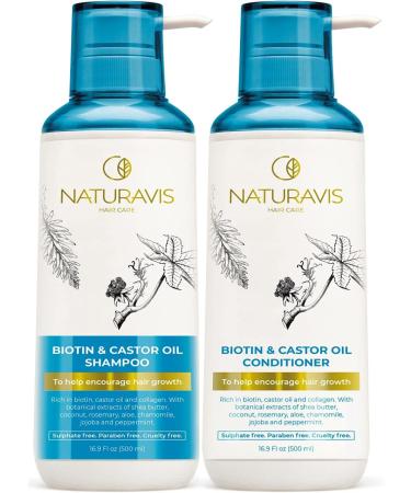 Biotin Shampoo and Conditioner Set with Castor Oil Sulfate Free for Men and Women - Help Promote Hair Growth and Reduce Hair Loss - With Shea for Moisture