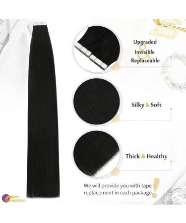 Buy Moresoo Tape In Extensions | Real Remy Hair | Invisible Black Hair Extensions | 10 Pieces 50 cm #1B - Thick & Smooth Quality - Buy Online on GoSupps.com