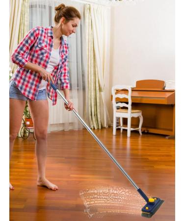 KNFFSAAJL Long Handle Scrub Brush 3 in 1 Tub Tile Scrubber with 46 inches Extendable Long Handle Stiff Bristle Shower Scrubber with 360 Degree Rotatable Head Wiper Strip Replaceable Sponge Head for Wa Blue dual - Buy Online on GoSupps.com