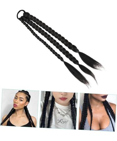 minkissy Ponytail Three Strand Braid Ponytail Extension Braided Hair Piece Elastic Hair Bands Braid Hair Band Braid Extensions Ponytails Long Braided Wig Hair Extensions for Braids Girl 45X6CM Black - Buy Online on GoSupps.com
