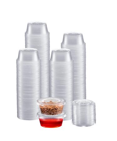 Zeml Portion Cups with Lids (2 Ounces, 200 Pack) | Disposable Plastic Cups for Meal Prep, Portion Control, Salad Dressing, Jello Shots, Slime & Medicine | Premium Small Plastic Condiment Container 2 oz. - Clear