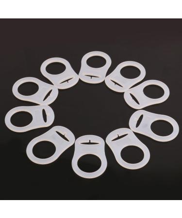Pack of 10 Baby Pacifier Holders | Soft Silicone Clip with Ring Buttons - White - Buy Online on GoSupps.com