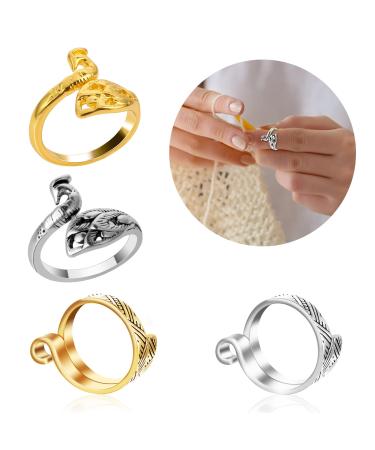 Sibba Adjustable Crochet Hook Knitting Open Finger Thimble Yarn Holder Loop Ring Counter Kit Stitch Markers Tags Pins Hand Weaving Braided Guide Blocking Loom Notions Crafts Sewing (4)