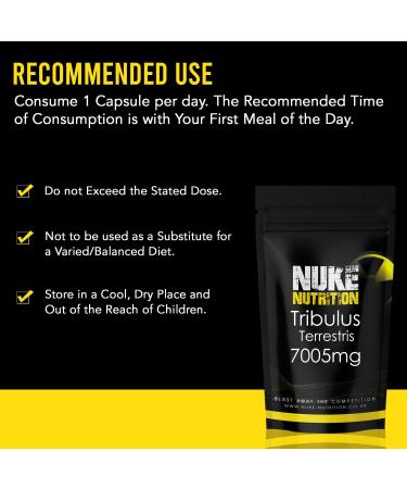 Nuke Nutrition Tribulus Terrestris 7005mg - High Strength Test Booster Pills - 60 Capsules for Men & Women - Increase Testosterone for Muscle Growth, Strength & Endurance - Buy Online on GoSupps.com