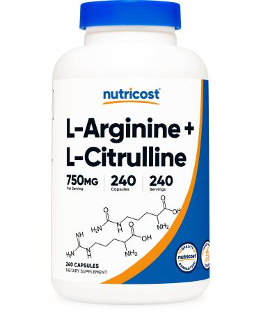 Nutricost L-Arginine L-Citrulline Complex 750mg - 240 Capsules  - Buy Online on GoSupps.com