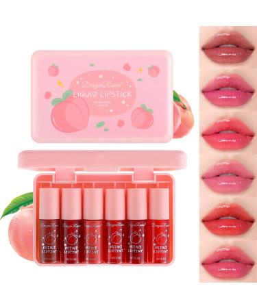 6 Colors Lip Tint Stain Set Water Tint Lip Stain Korean Lip Gloss Long Lasting Plumping Mini Liquid Lipstick Moisturizing Natural Lip Tint Multi-Use Lip & Cheek Tint Non-sticky Lightweight Vivid Color SET C