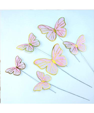 22PCS Pink Butterfly Cupcake Toppers & 1 Gold Happy Birthday Cake Topper Set - Ideal for Girls, Women, Weddings - Party Food Decor Supplies - Buy Online on GoSupps.com