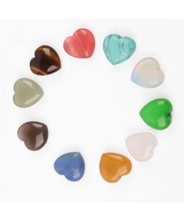 HOVIN 10 PCS Gemstones Rose Quartz Crystals Stones Heart Lucky Stones Healing Stones Set 25mm 2.5cm