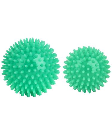 Hard Spiky Massage Ball Pack of 2. Plantar Fasciitis Relief Ball, Foot Massage Ball. Trigger Point Massager Therapy Balls for Muscle Recovery Myofascial Release Pain Relief (Green) Green 7cm/9cm