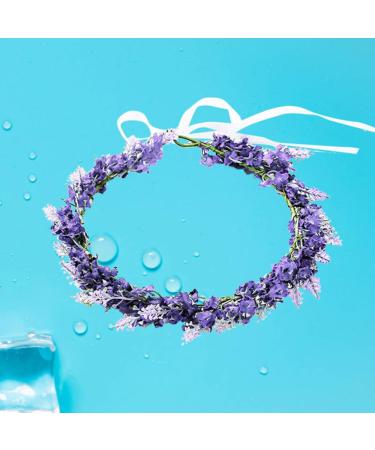 Lurrose Lavender Flower Crown Headpiece with Ribbon for Women - Perfect for Beach Wedding, Birthday Party and Vacation - Buy Online on GoSupps.com