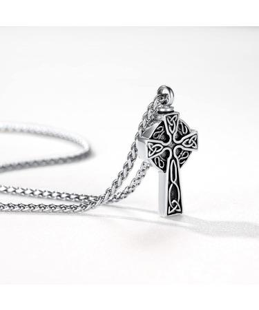 U7 Ladies Cremation Urn Necklace - Cycle of Life Celtic Knot & Wing Designs - Stainless Steel Pendant for Ashes - Adjustable Burial Jewelry for Men & Women - Buy Online on GoSupps.com