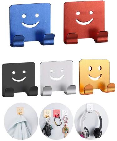 Self-Adhesive Razor Keeper Hooks - 5 Pack Aluminum Alloy Multi-Purpose Smile Hooks for Bathroom & Kitchen (5 Colors) - Buy Online on GoSupps.com