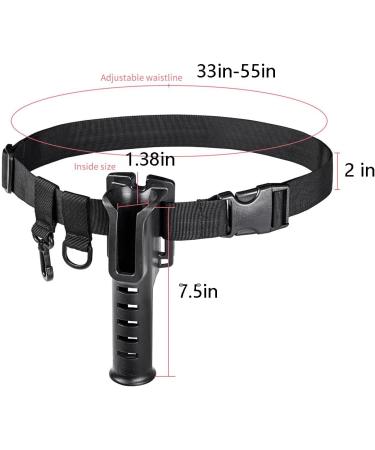 MEEYO Fishing Waist Belt Rod Holder | Adjustable Black Belt with Magnetic Buckle and Lanyard - Buy Online on GoSupps.com