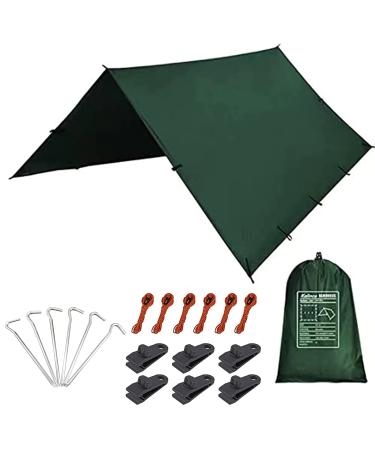 KALINCO Waterproof Camping Tarp, 10X12FT Hammock Rain Fly Tent Tarp, Multifunctional Tent Footprint, Lightweight and Compact for Backpacking, Hiking (Green-10X12FT)