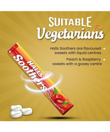 Halls Soothers 4 Peach & Raspberry Flavour 45g with Real Fruit Juice & Liquid Centre - VR Angel - Buy Online on GoSupps.com