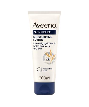 Aveeno Skin Relief Moisturising Lotion With Soothing Triple Oat Complex & Shea Butter Suitable For Sensitive Skin 72-Hour Intense Hydration Helps Relieve Very Dry and Tight Skin Unscented 200ml 200 ml (Pack of 1) Nourishing Lotion