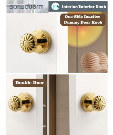 Sorwduerm Gold Door Knobs - Polished Brass Dummy Handle | Decorative Zinc Alloy - 1 Pack - Buy Online on GoSupps.com