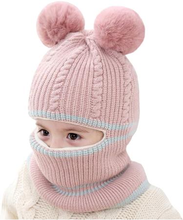 Crazy Bean Kids Winter Hat & Scarf Set | Toddler Knitted Beanie | Windproof & Warm | Pink - Buy Online on GoSupps.com